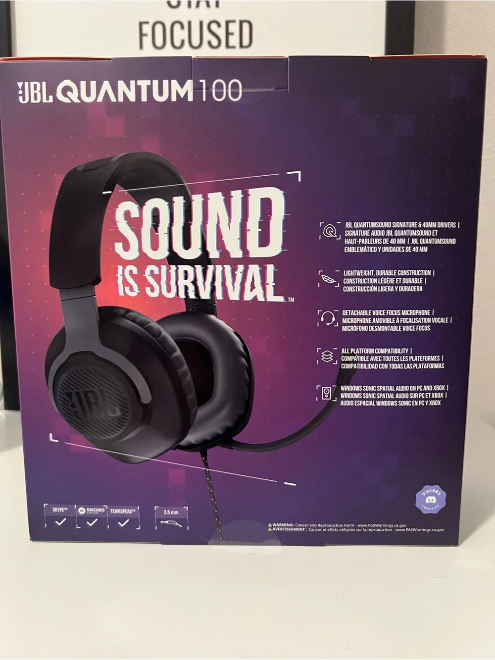 JBL Quantum 100 Gaming headset for all consoles